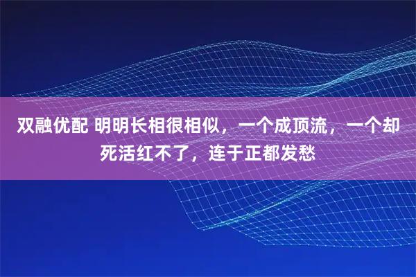 双融优配 明明长相很相似，一个成顶流，一个却死活红不了，连于正都发愁